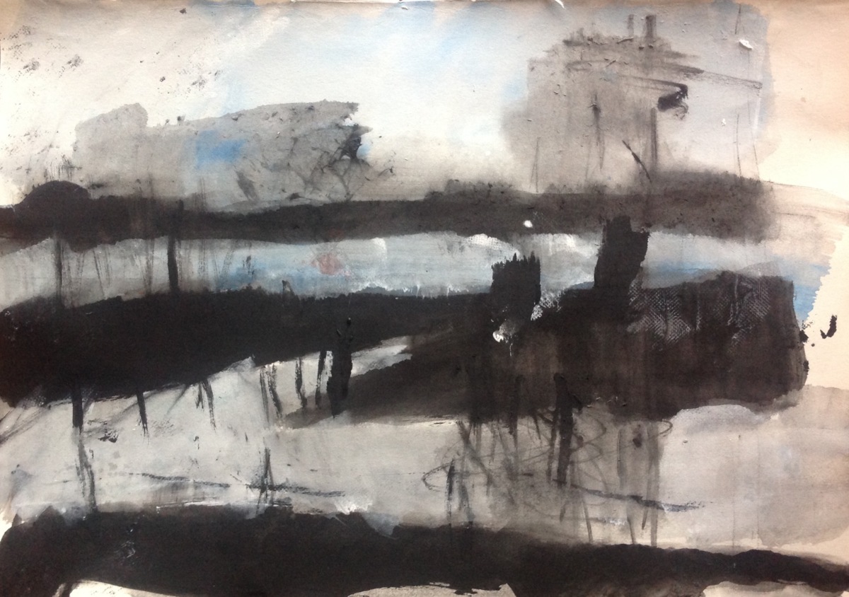 IJssel, inkt en acryl op papier, 37x29cm, 2020