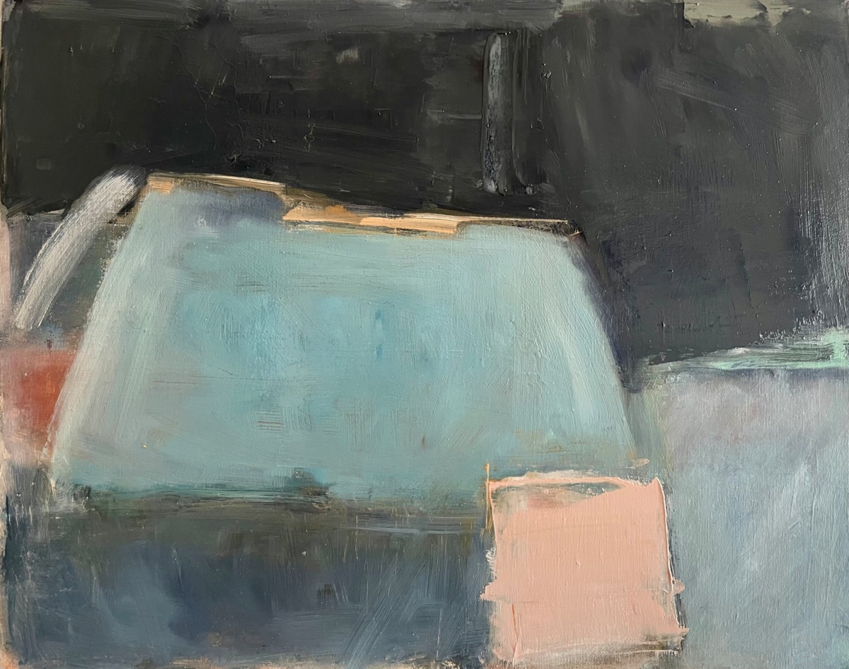 Blauwe schuur, olieverf op doek, 50x40cm, 2026